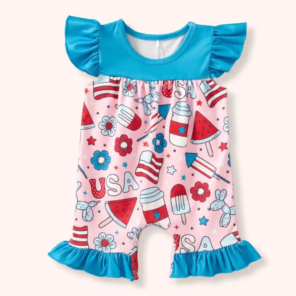 Pete+Lucy Fabulous Fourth Romper NWT Sz 0-3 mos.